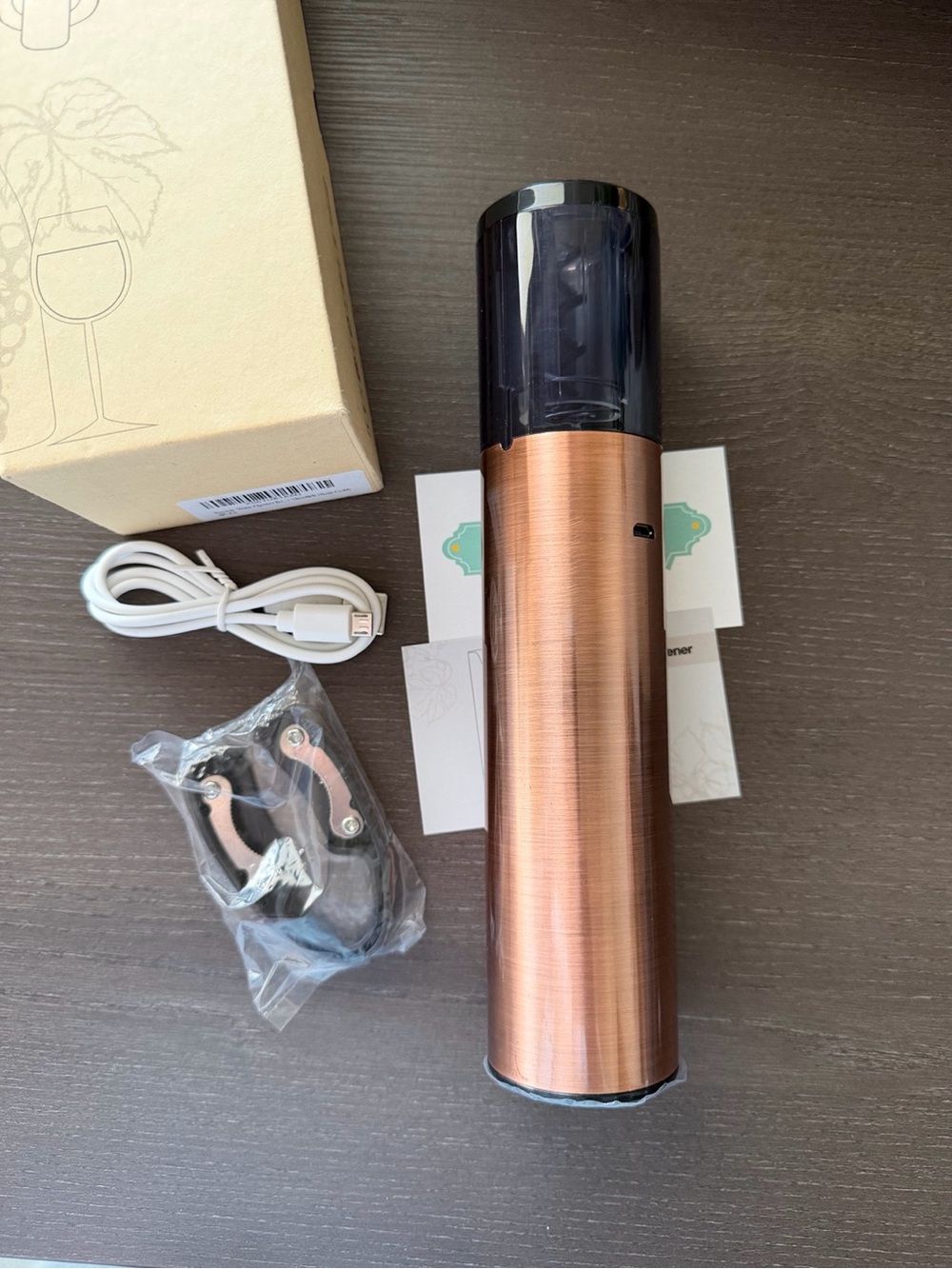 FLASNAKE Rose Gold Electric Wine Opener NIB